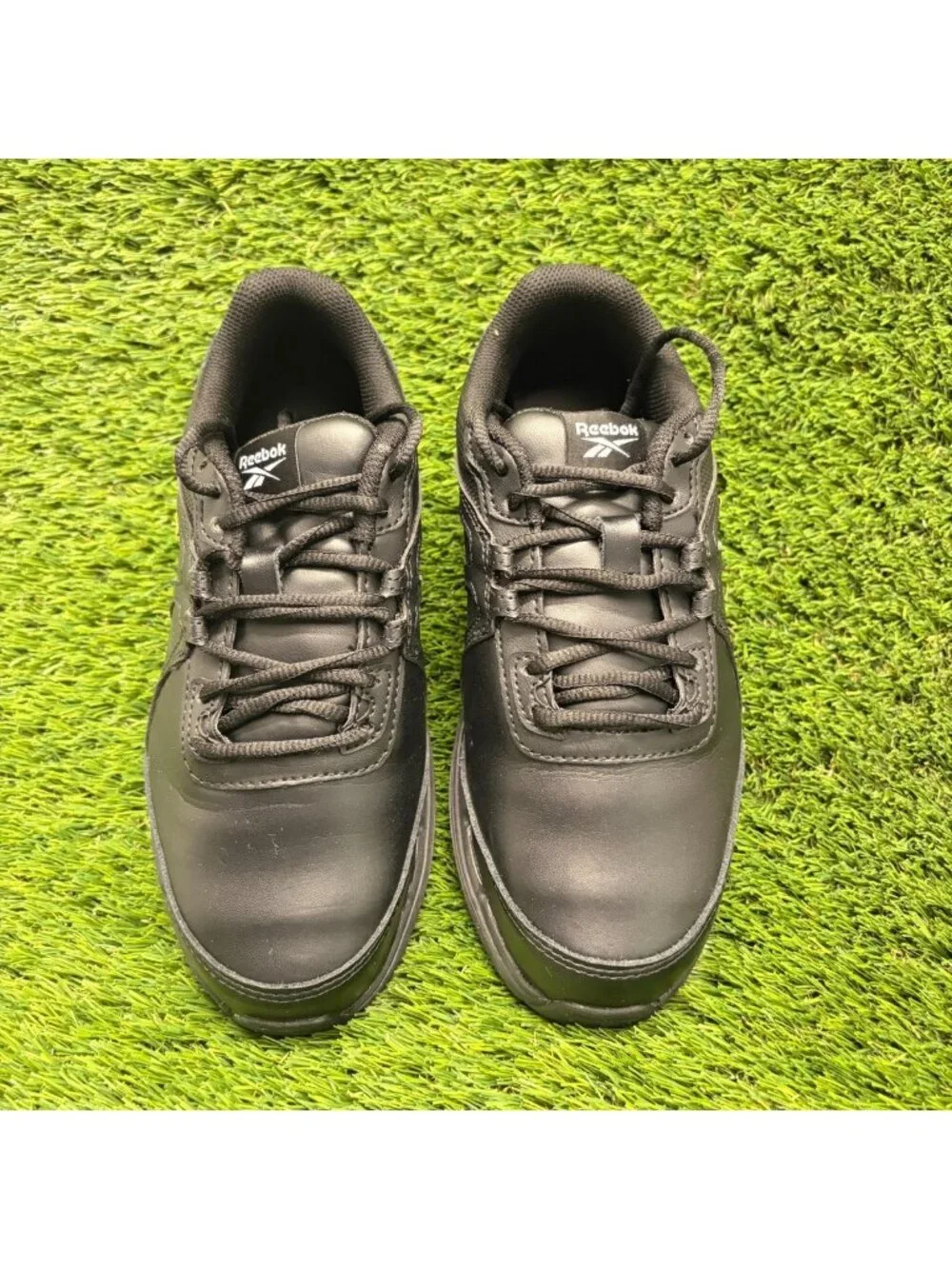 Reebok Guide Womens Size 7 Black Leather Lace Up Steel Toe Safety Work Shoes